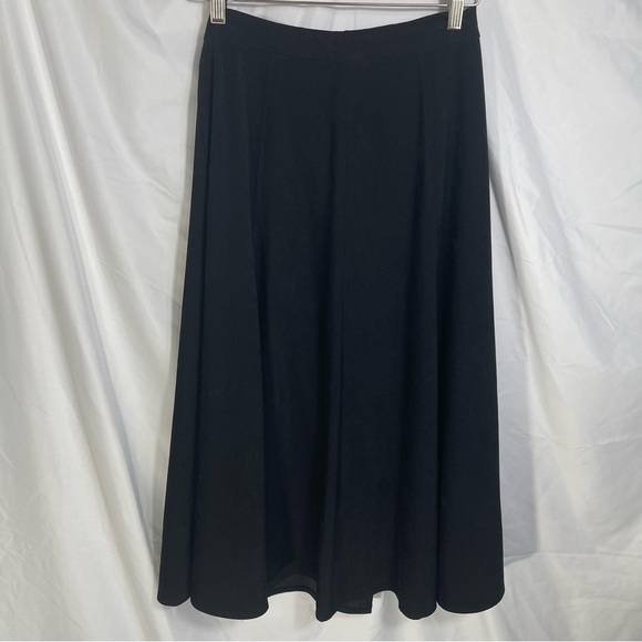 Coldwater Creek Classic Black A-Line Midi. Leather Feel Fall Is Just Beautiful - Picture 1 of 9